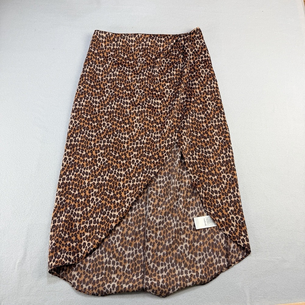 Urban Outfitters Kelly Tulip Wrap Leopard Print Midi Dress Sz L Pullon Beach